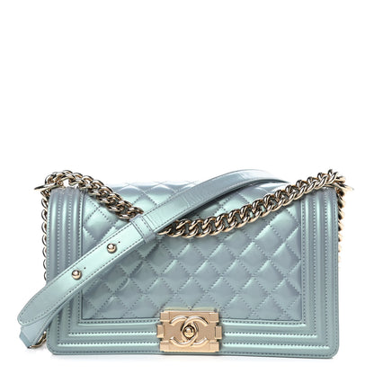 Chanel Iridescent Glazed Calfskin Medium Boy Flap Light Blue 1 of 4