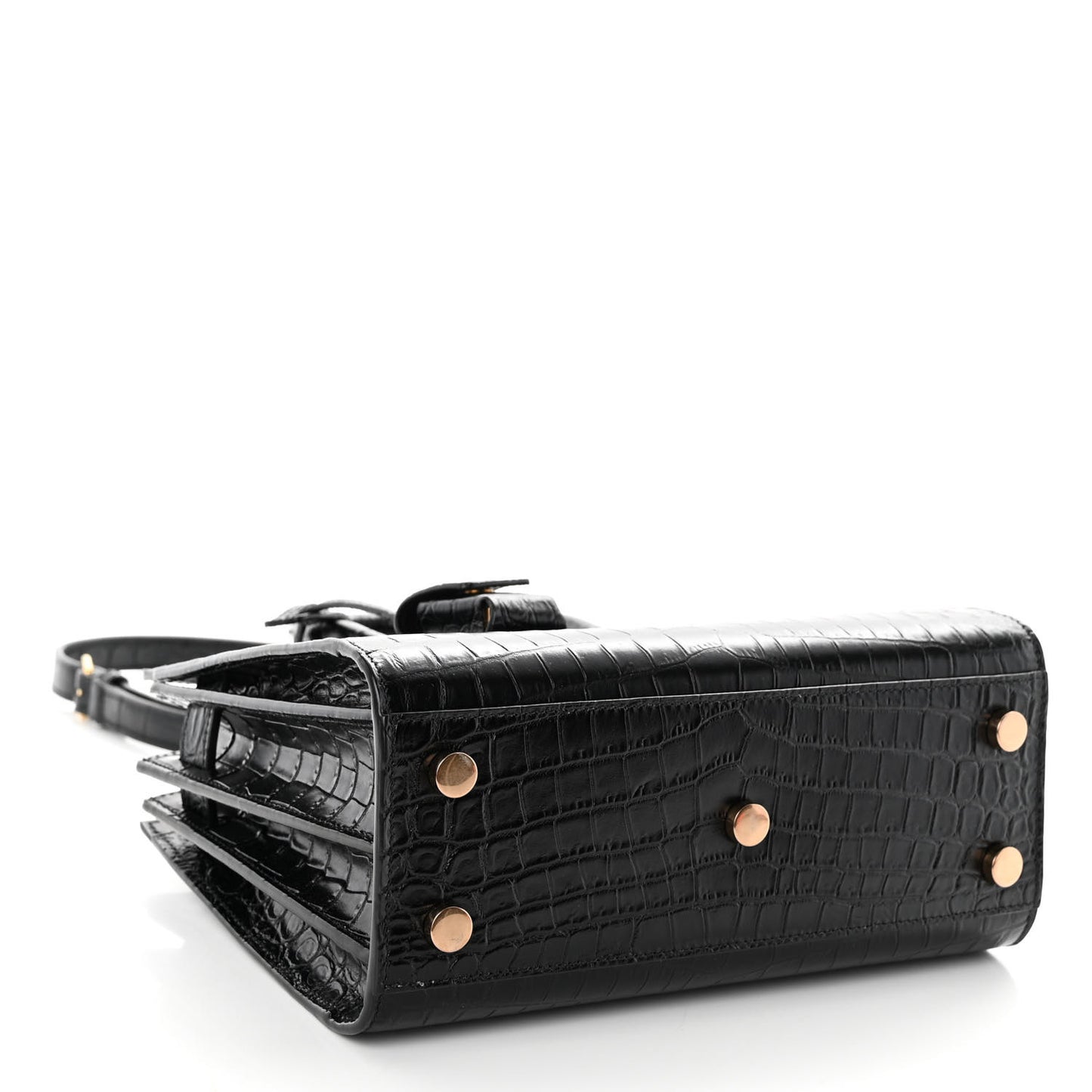 Calfskin Crocodile Embossed Nano Sac De Jour Black