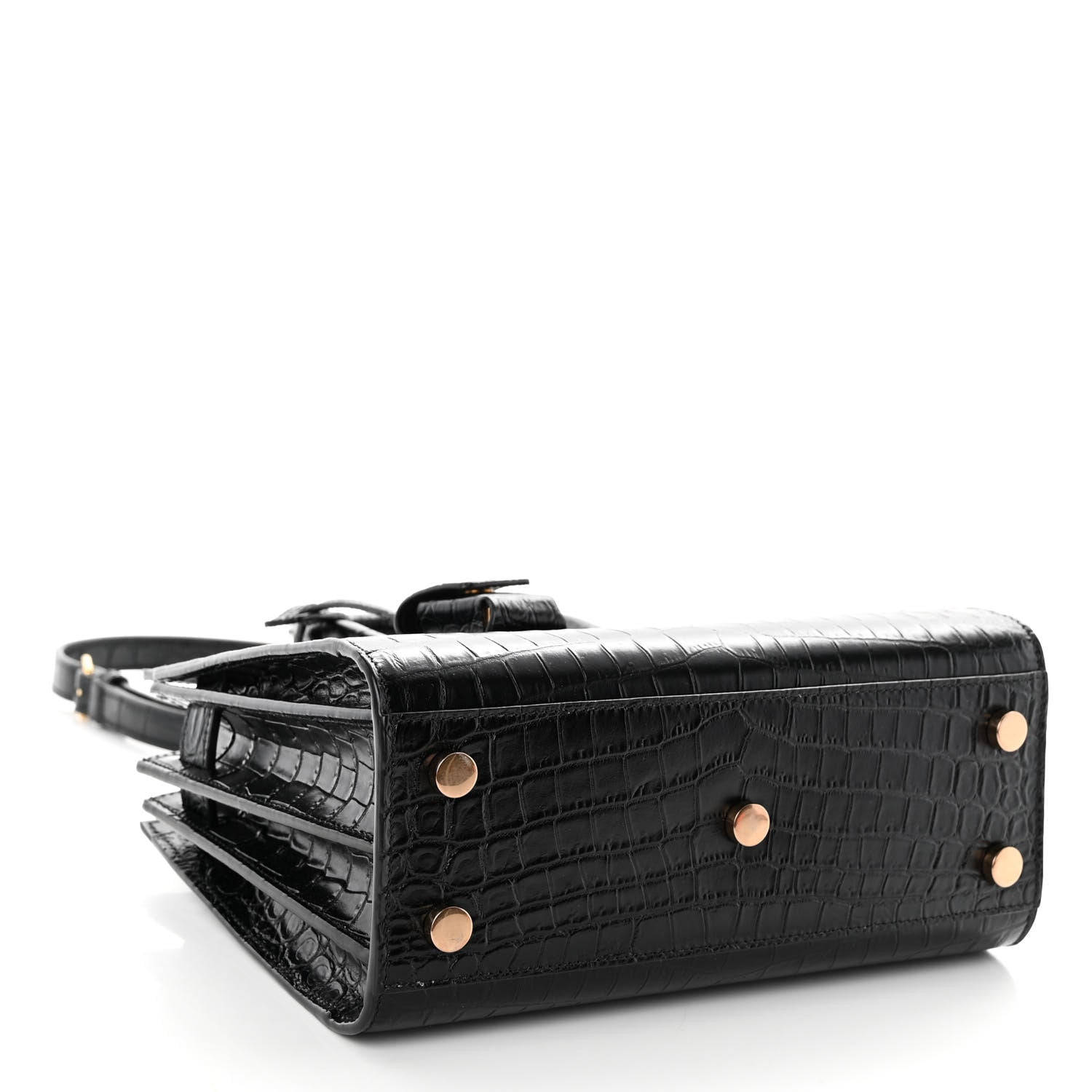 Saint Laurent Calfskin Crocodile Embossed Nano Sac De Jour Black 4 of 10