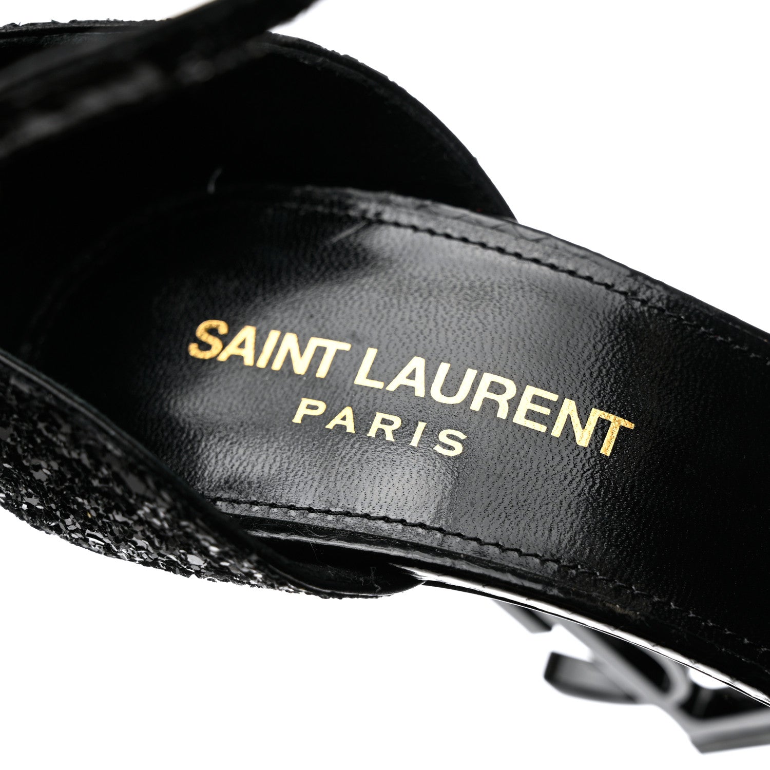 Saint Laurent Glitter Opyum Sandals 35.5 Black 7 of 11
