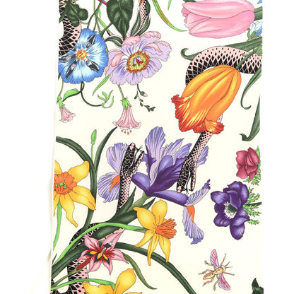 Gucci Cashmere Silk Cubemis Scarf Ivory Sky Blue 3 of 5