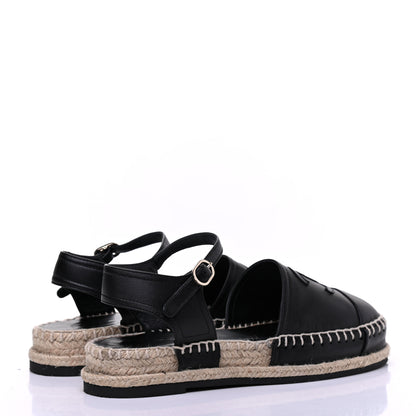 Chanel Lambskin Cap Toe CC Espadrilles Sandals 35 Black 4 of 11
