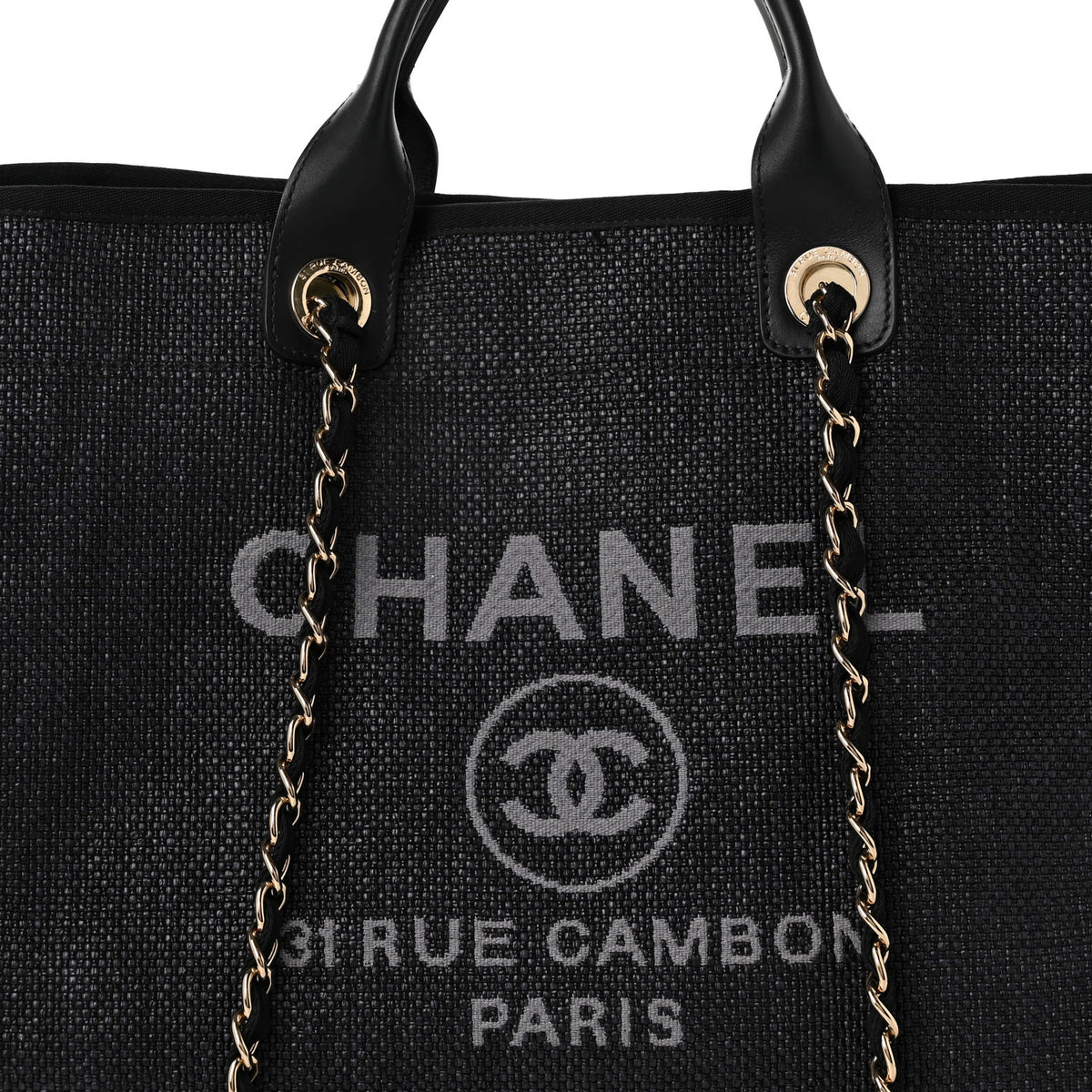 Chanel Woven Straw Raffia Large Deauville Tote Black 8 of 10