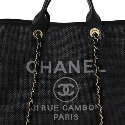 Chanel Woven Straw Raffia Large Deauville Tote Black 8 of 10