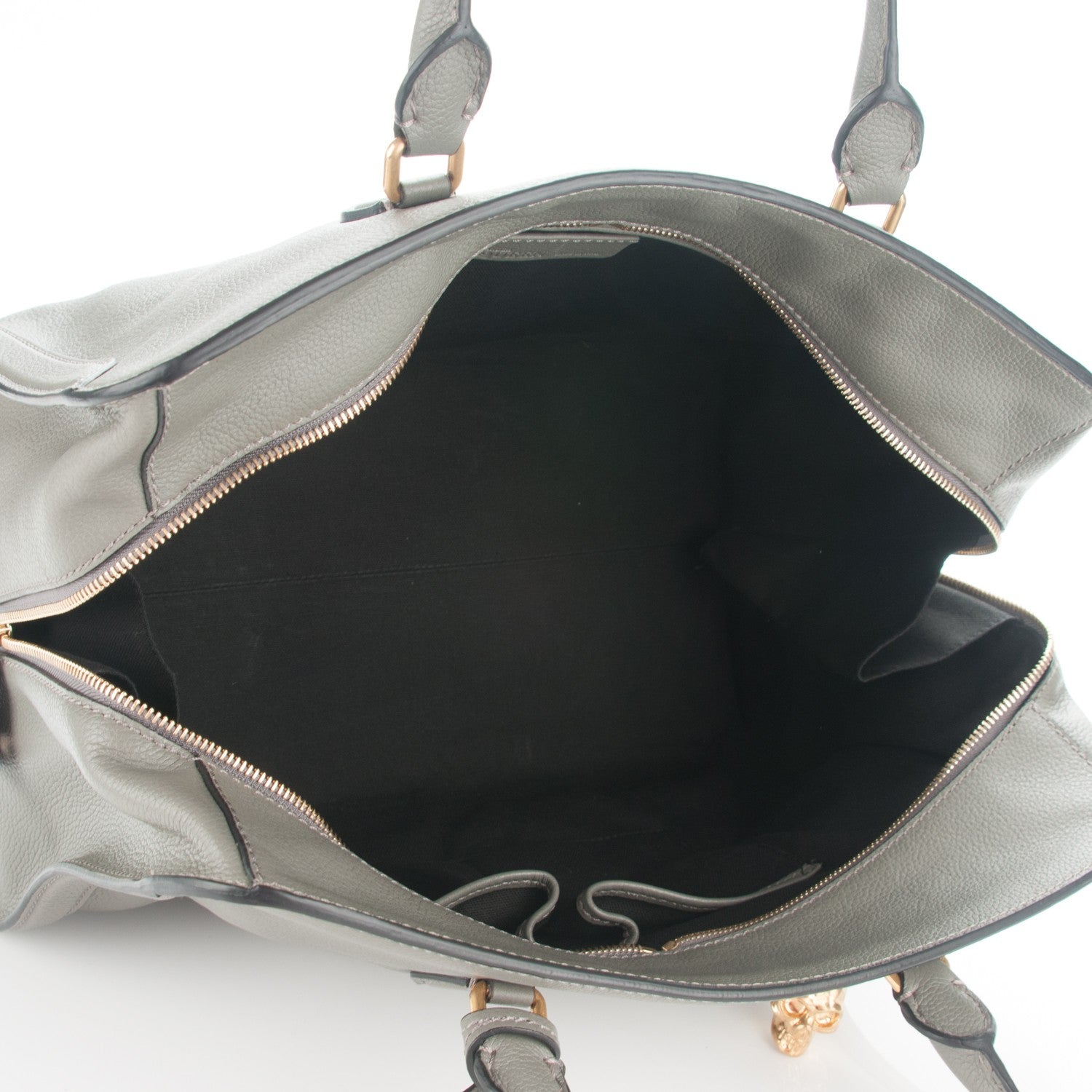 Alexander McQueen Pebbled Calfskin Large Skull Padlock Zip Around Tote Dark Grey 5 of 7