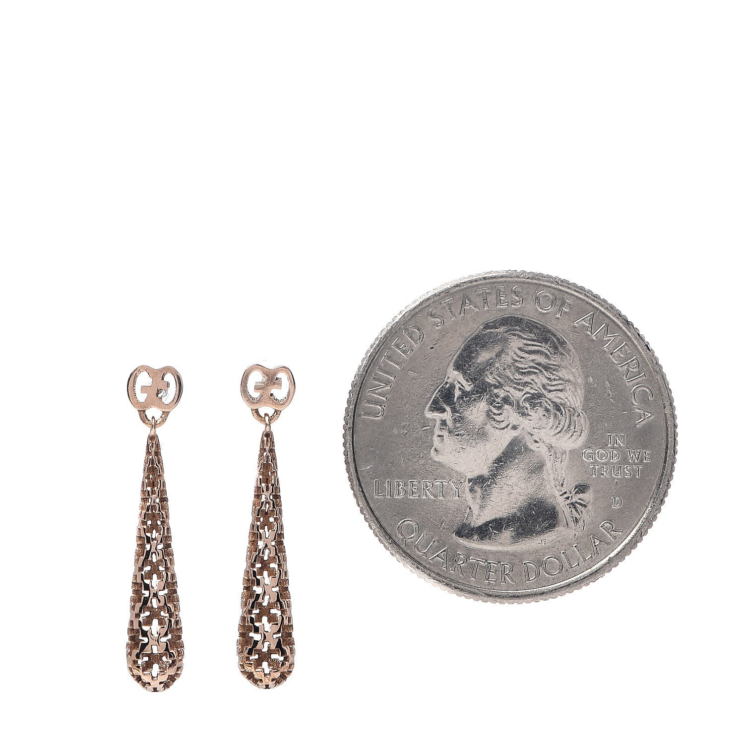 Gucci 18K Rose Gold Diamantissima GG Drop Earrings 2 of 4