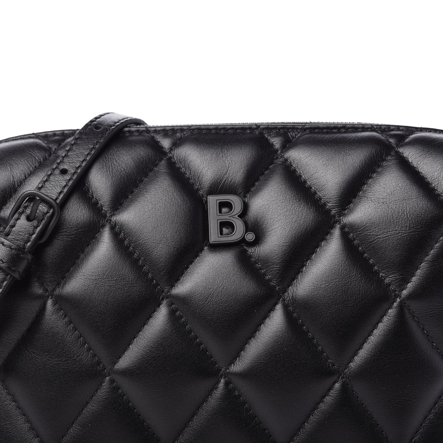 Nappa Calfskin Quilted Touch B Camera Shoulder Bag Black