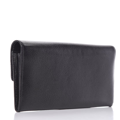 Chanel Goatskin Camellia Embossed Flap Wallet Black 3 of 11