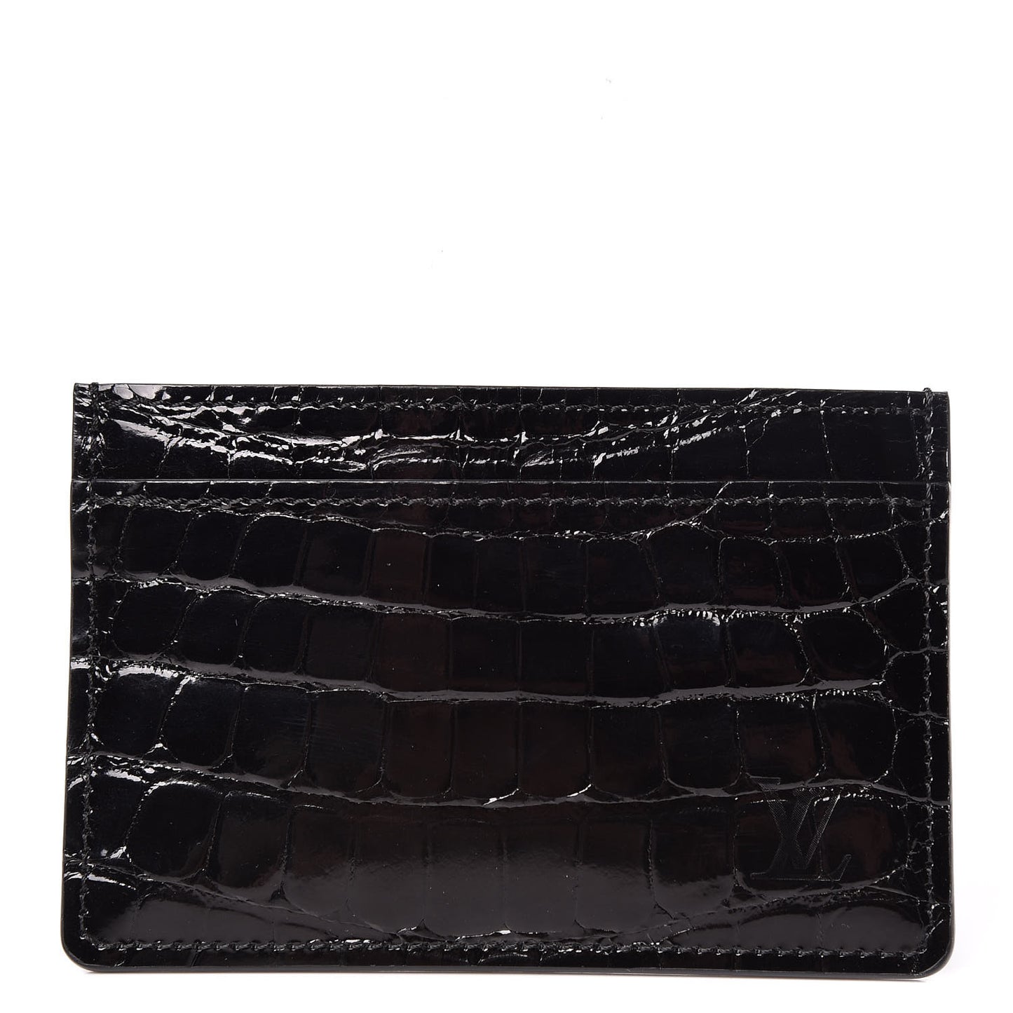 Crocodile Double Card Holder Black