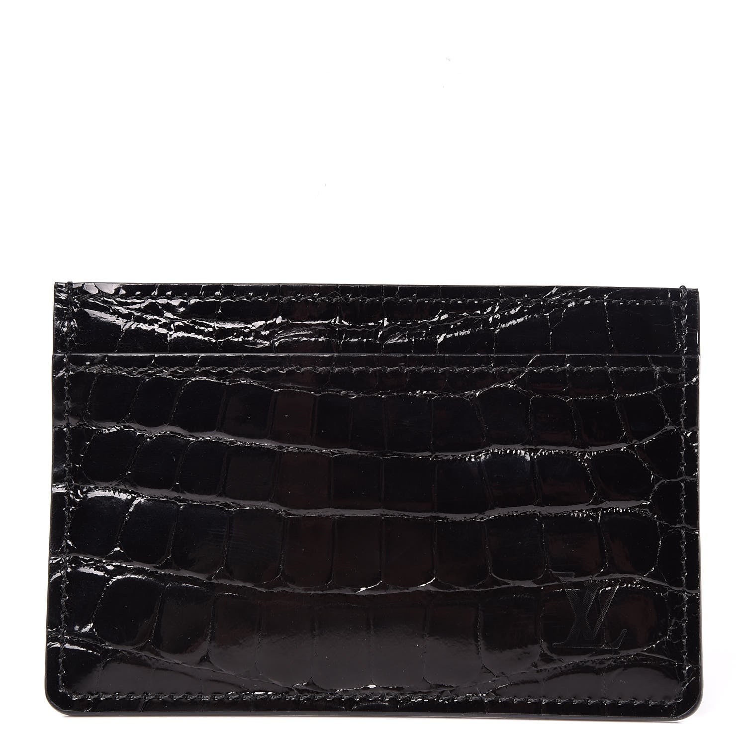 Louis Vuitton Crocodile Double Card Holder Black 1 of 7