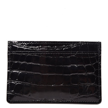 Louis Vuitton Crocodile Double Card Holder Black 1 of 7