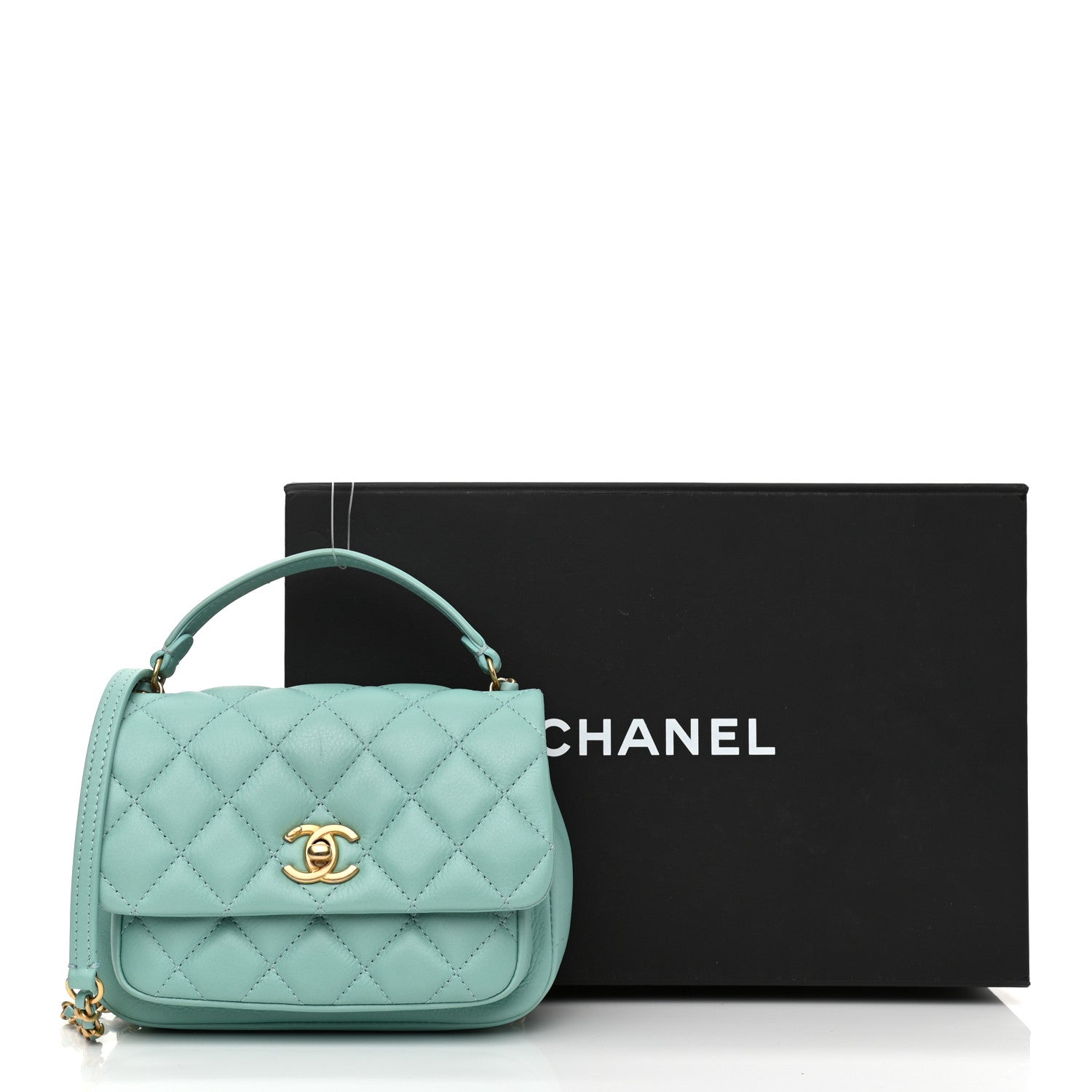 Chanel Calfskin Quilted Top Handle Flap Light Blue 11 of 11