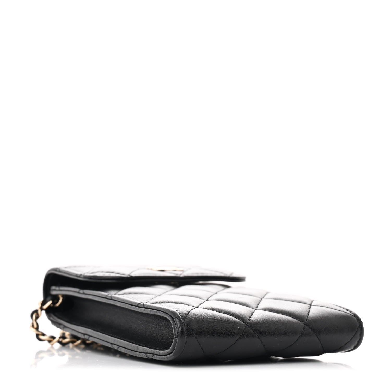 Chanel Lambskin Quilted Mini Camellia Bow Phone Holder Black 4 of 12