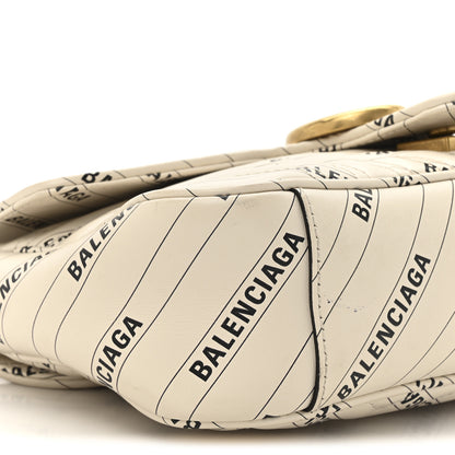 Gucci X BALENCIAGA Calfskin Matelasse Logo Print Small GG Marmont Shoulder Bag White 9 of 12