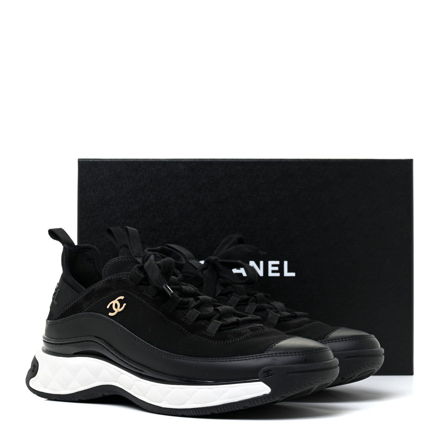 Chanel Velvet Calfskin Mixed Fibers CC Sneakers 40.5 Black 9 of 9