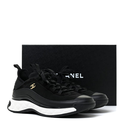 Chanel Velvet Calfskin Mixed Fibers CC Sneakers 40.5 Black 9 of 9