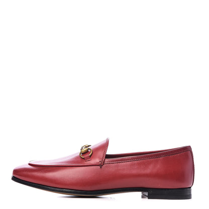 Gucci Calfskin Womens Jordaan Loafers 37.5 Hibiscus Red 1 of 13