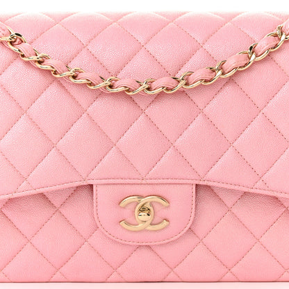 Chanel Iridescent Caviar Quilted Jumbo Double Flap Rose Pink 8 of 11