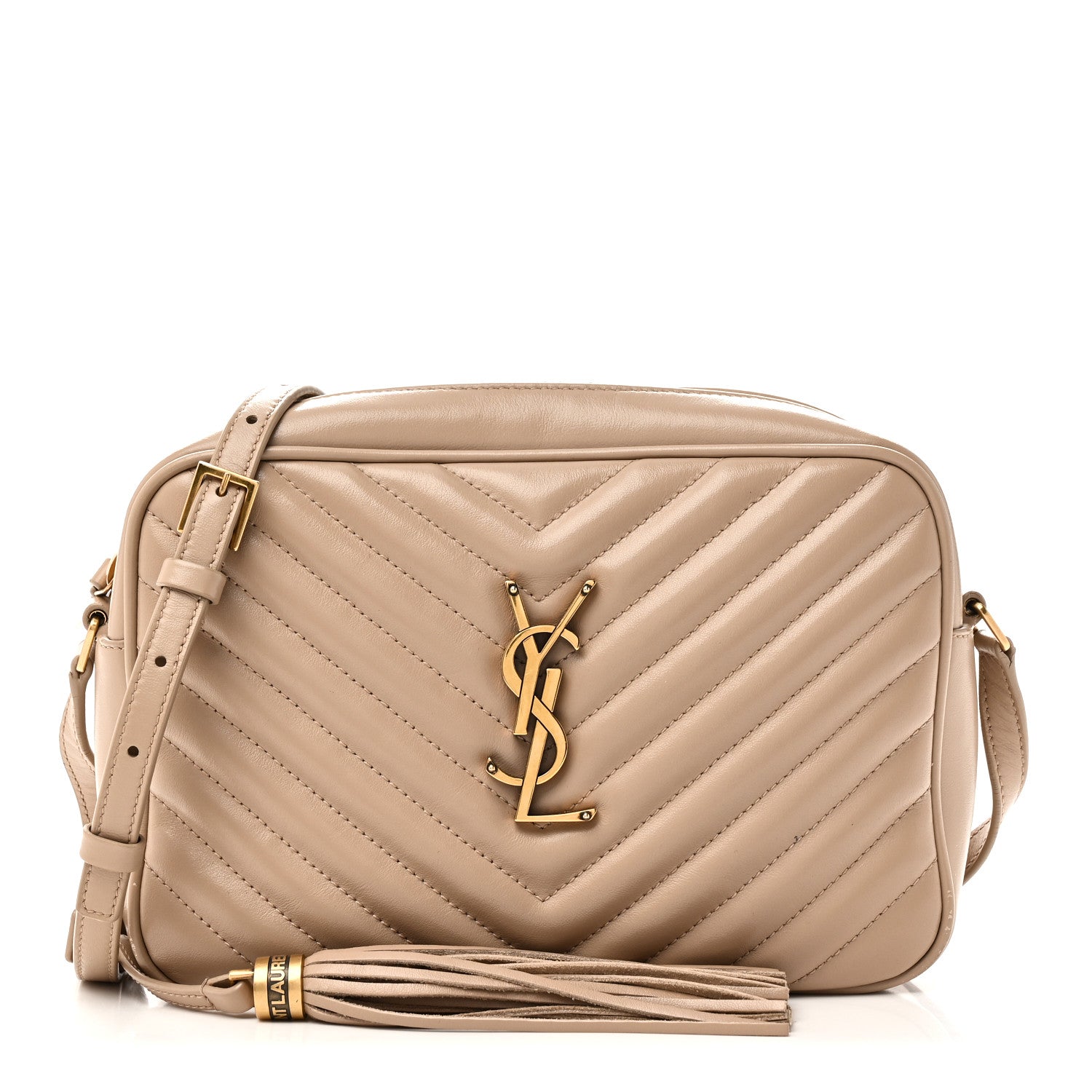 Saint Laurent Calfskin Matelasse Monogram Lou Camera Bag Dark Beige 1 of 10