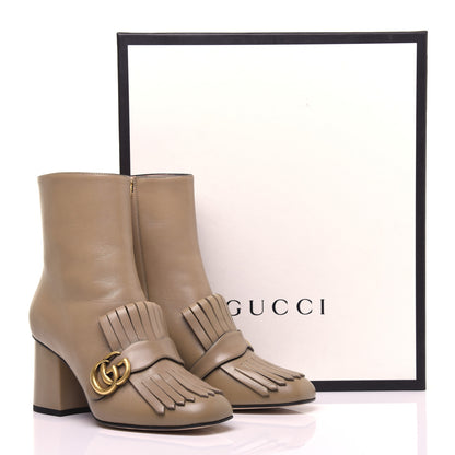 Gucci Malaga Kid GG Marmont Fringe 75mm Ankle Boots 38 Mud 11 of 11