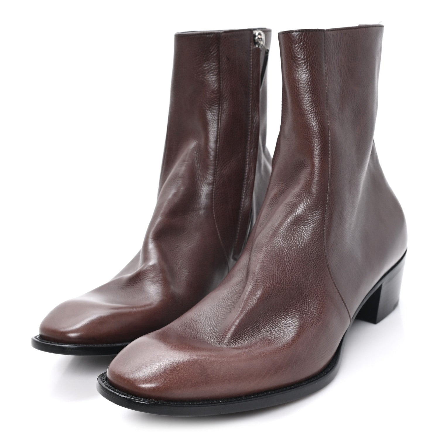 Saint Laurent Grained Leather Mens Stanton Boots 41 Brown 4 of 10