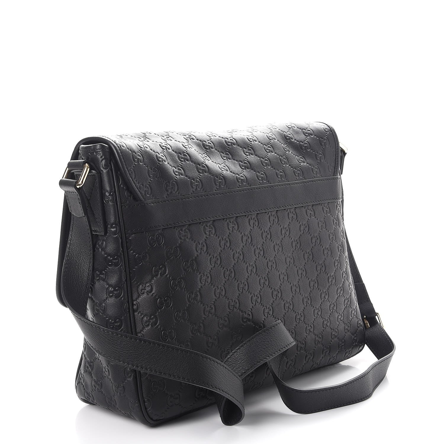 Gucci Guccissima Medium Flap Messenger Bag Black 3 of 9