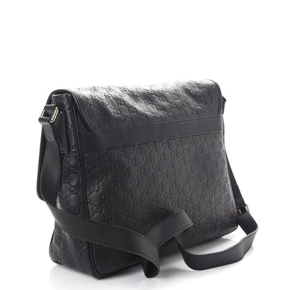 Gucci Guccissima Medium Flap Messenger Bag Black 3 of 9