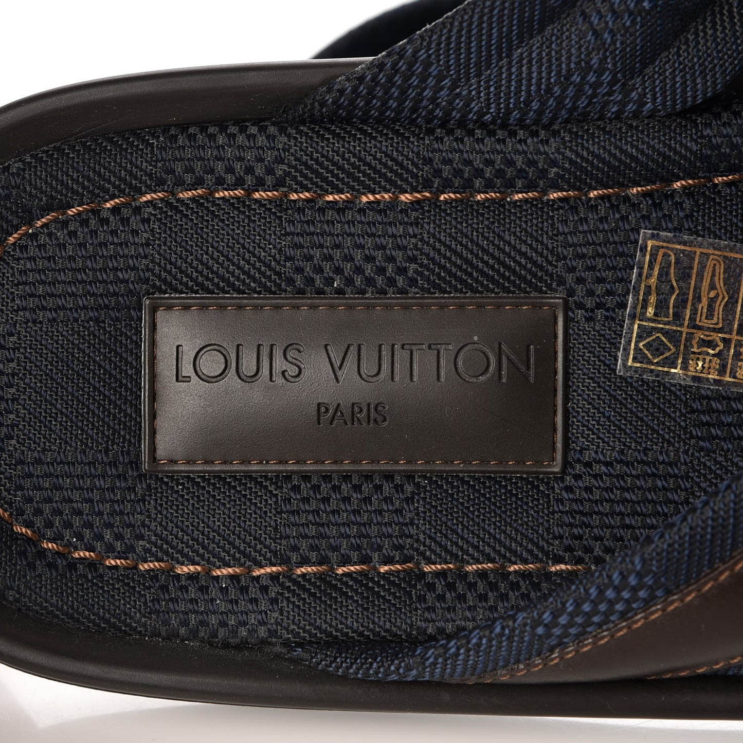 Mens Canvas Damier Tulum Thong Sandals 11 Navy Brown