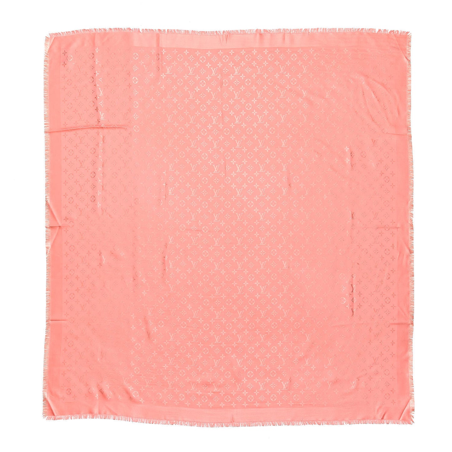 Silk Wool Monogram Shawl Corail