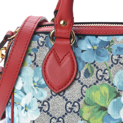 Gucci GG Supreme Monogram Blooms Mini Boston Navy Blue Hibiscus 9 of 11