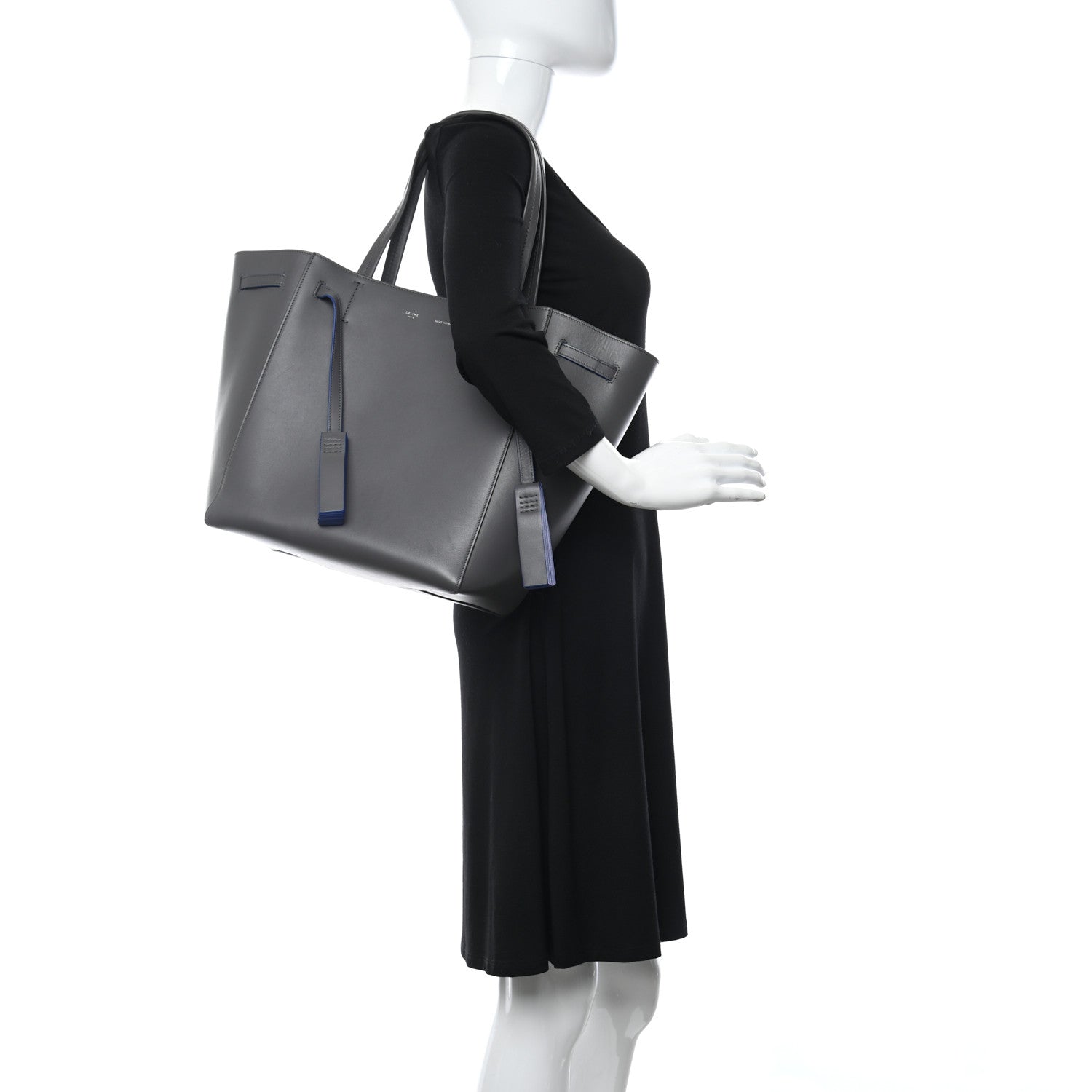 Celine Smooth Calfskin Small Tassel Cabas Phantom Gray Blue 2 of 9
