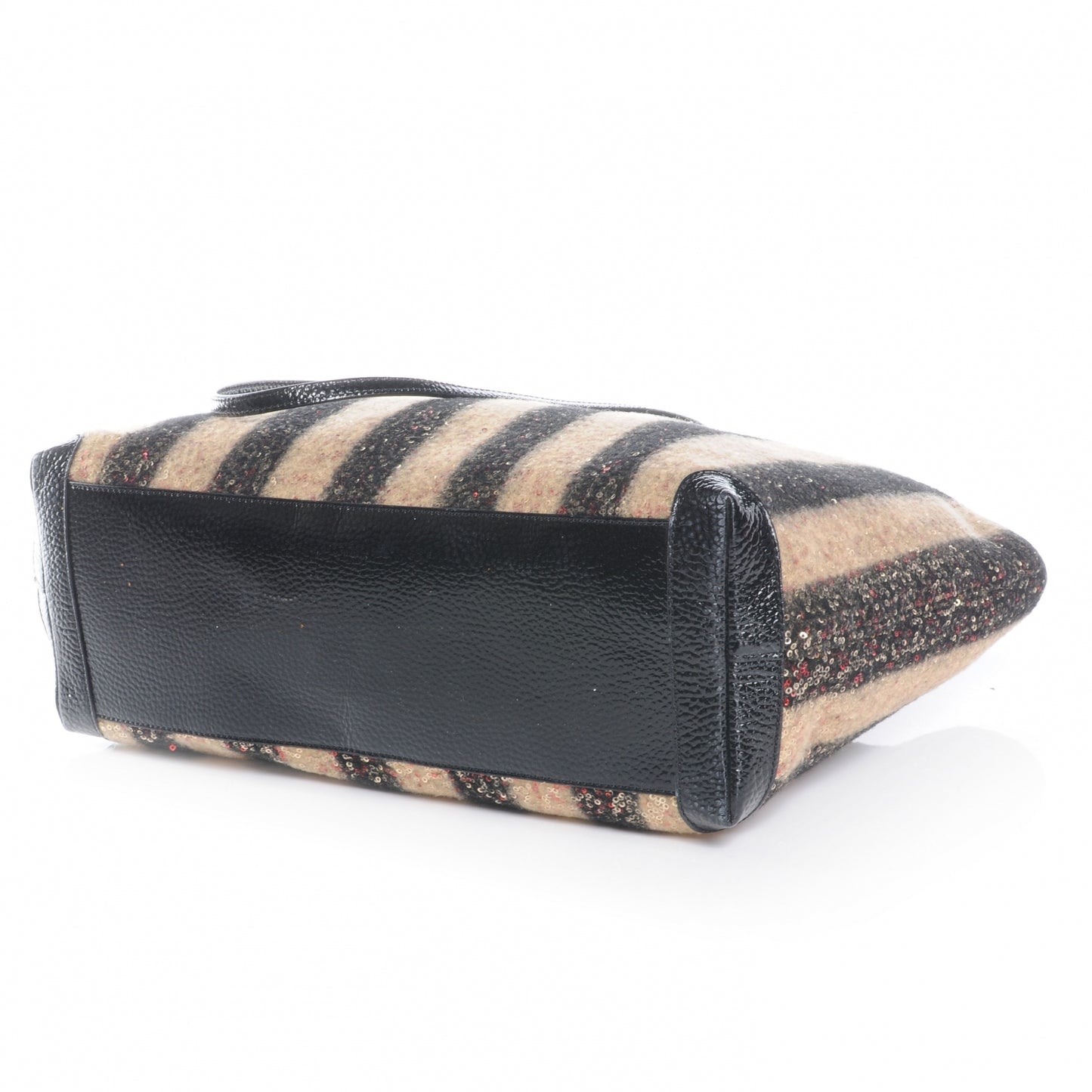 Sequin Wool Striped Roll Tote