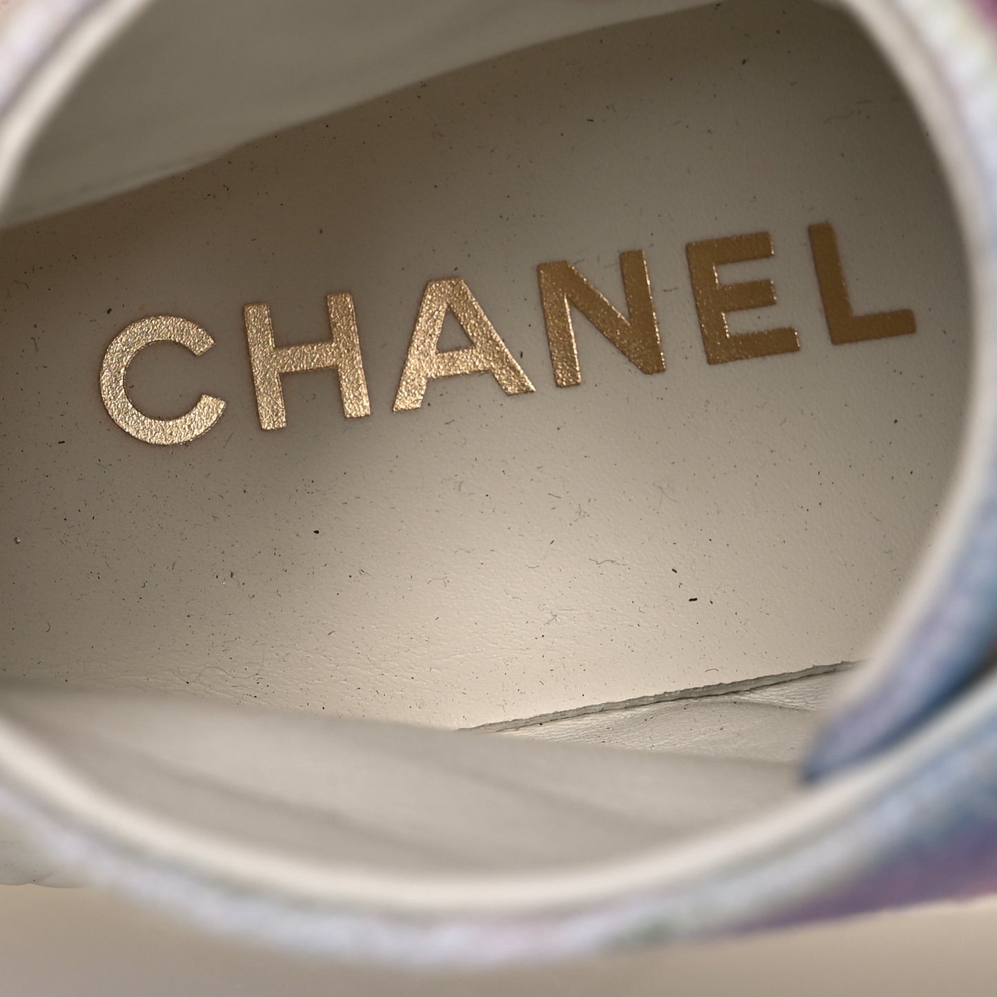 Printed Fabric Quilted High Top Sneakers 38.5 Green Pink Blue White