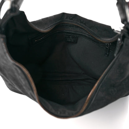 Gucci Monogram Medium Horsebit Chain Hobo Black 4 of 10