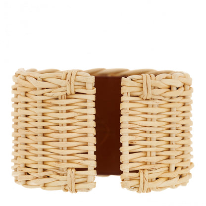 Hermes Wicker Barenia Medor Picnic Cuff Bracelet T3 Fauve 2 of 4