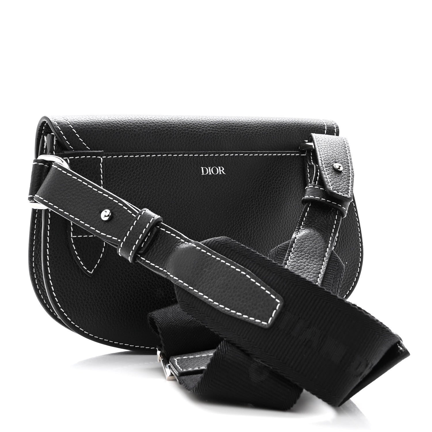 Christian Dior X KAWS Grained Calfskin Saddle Pouch Black 3 of 9