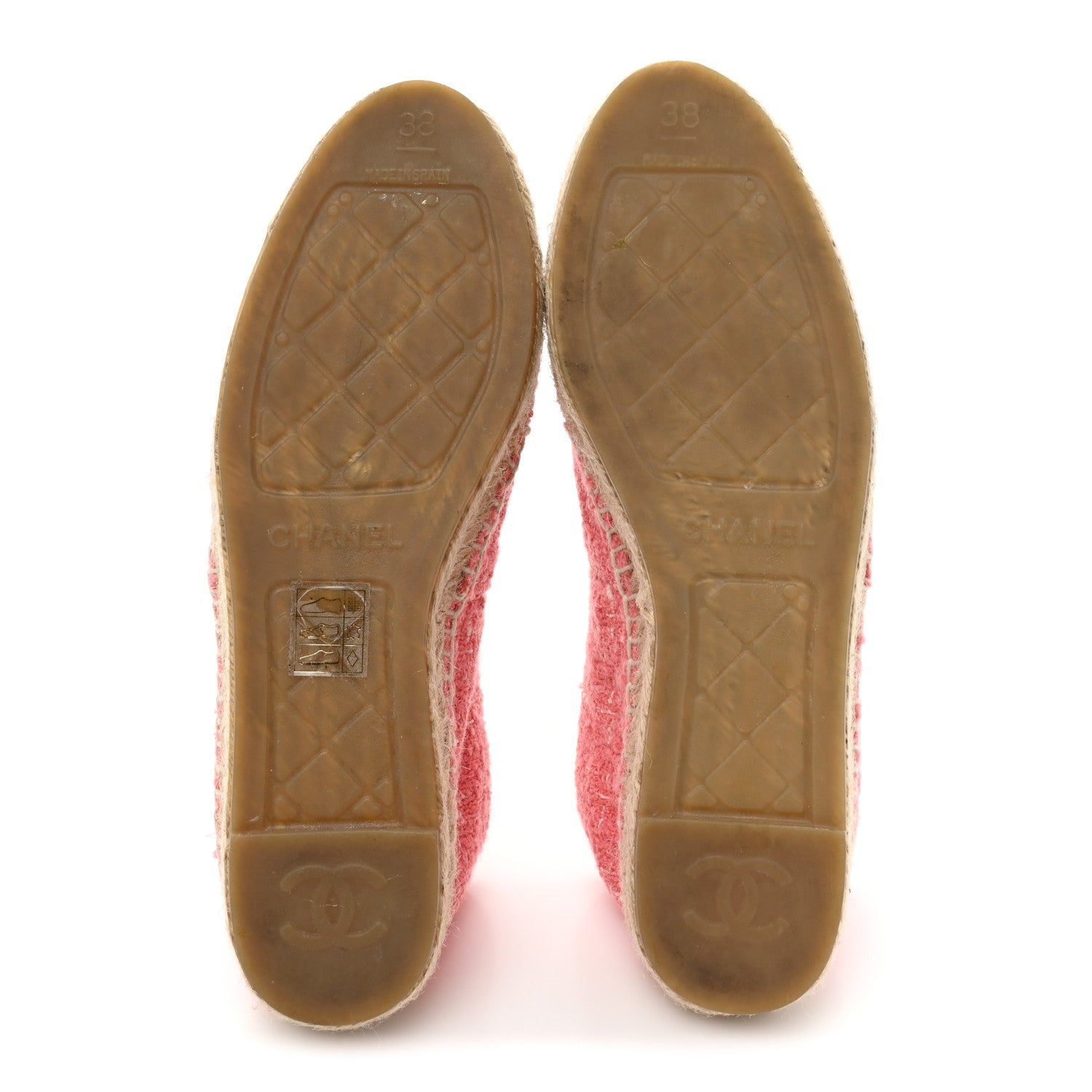 Chanel Tweed Grosgrain CC Espadrilles 38 Pink 5 of 8