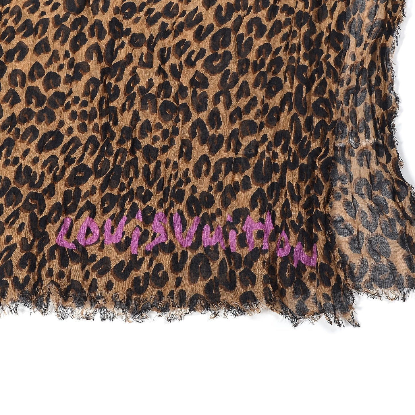 Cashmere Silk Leopard Etole Stole Marron