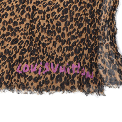 Louis Vuitton Cashmere Silk Leopard Etole Stole Marron 4 of 8