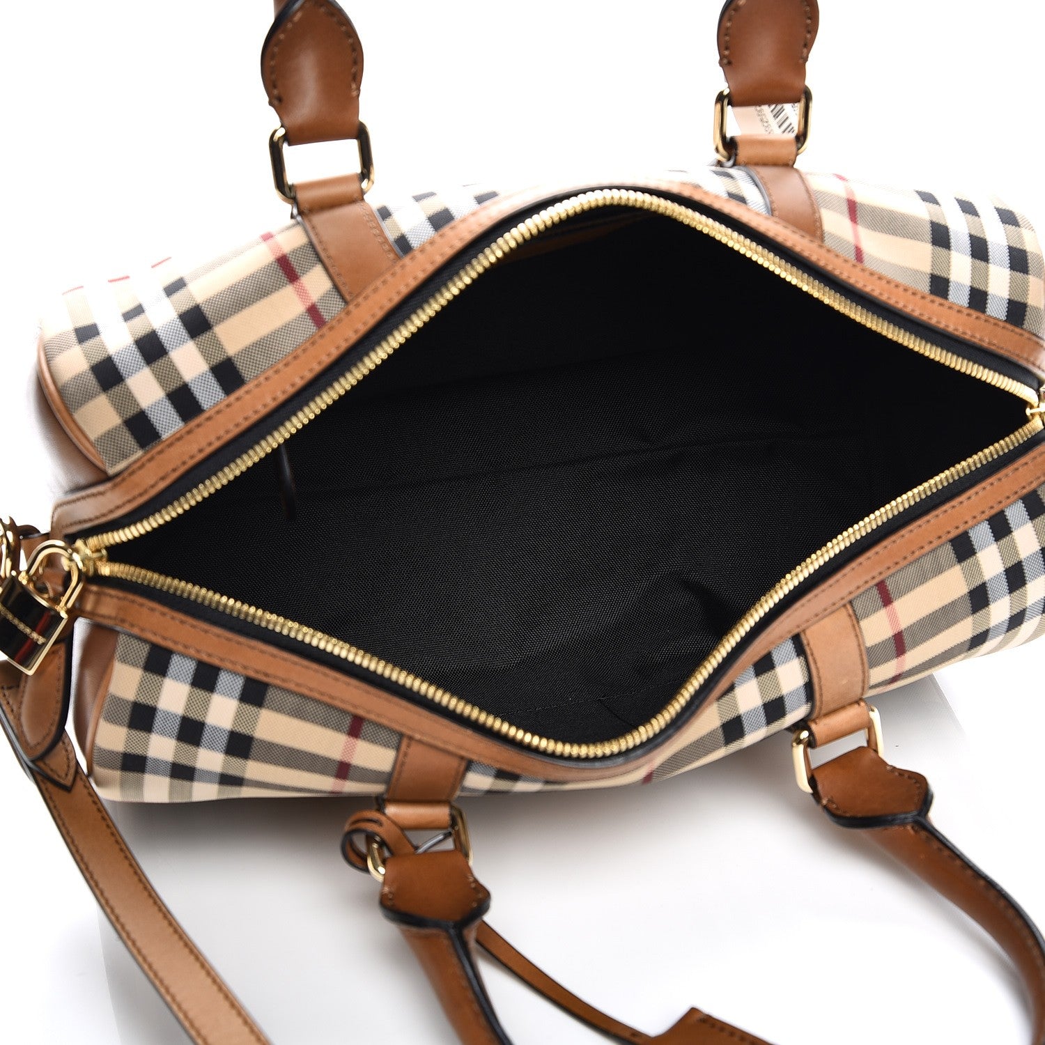 Burberry Horseferry Check Medium Alchester Bowling Bag Tan 6 of 9
