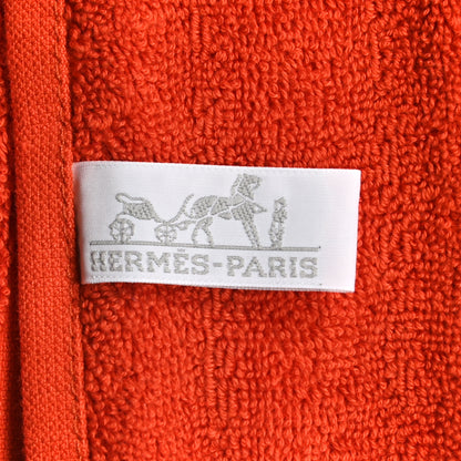 Hermes Cotton Labyrinthe Bath Towel Orange Feu 3 of 3