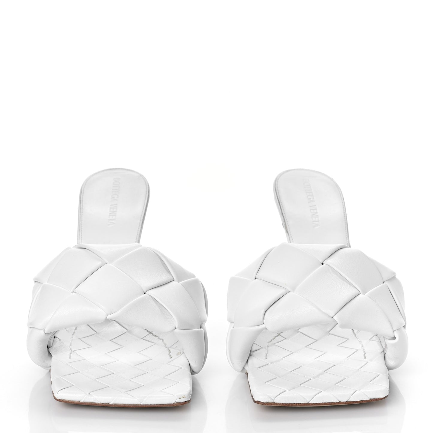 Nappa Maxi Intrecciato Lido Mule Sandals 39 Optic White