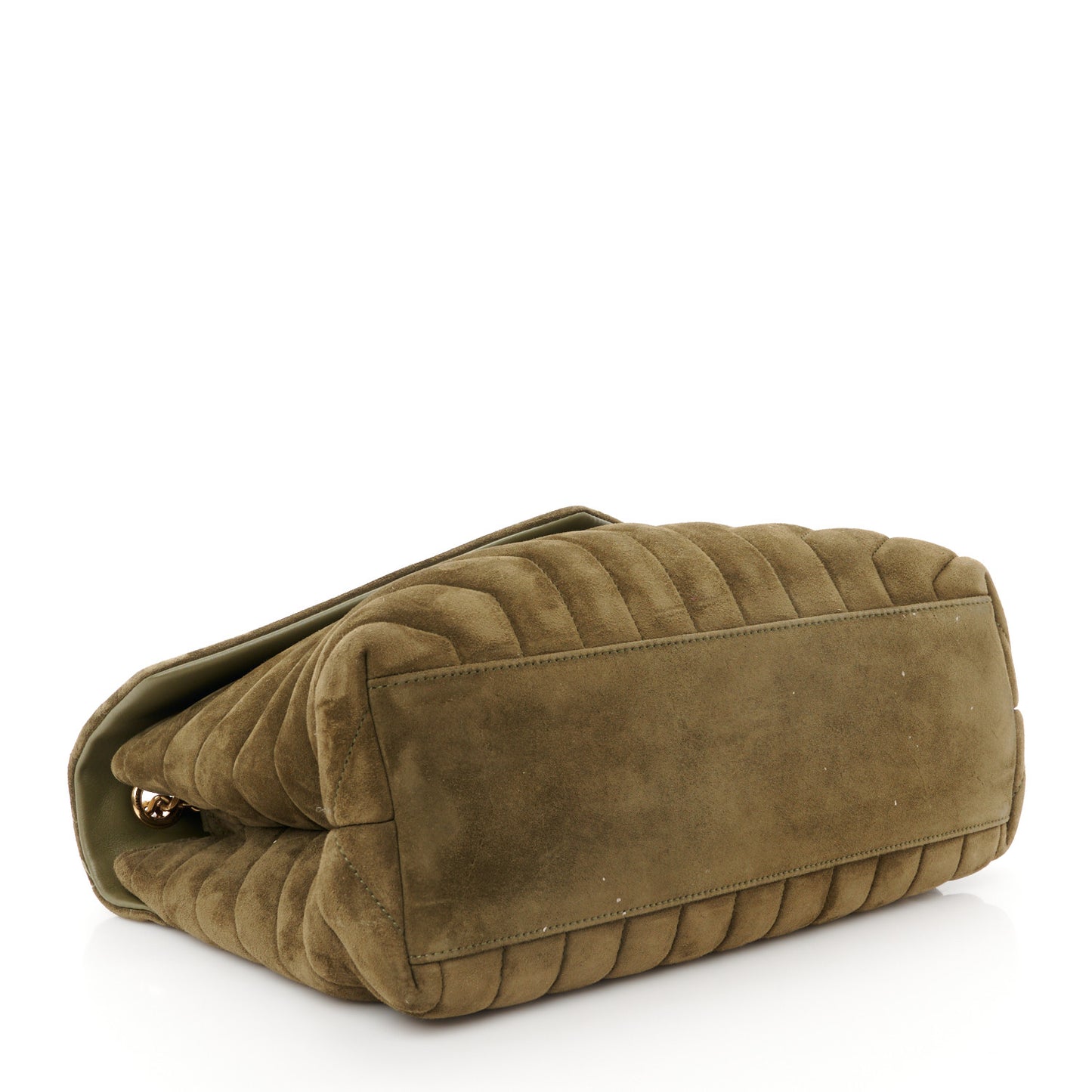 Suede Y Quilted Monogram Medium Loulou Chain Satchel Loden Green