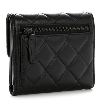 Chanel Lambskin Quilted Compact Flap Wallet So Black 3 of 9