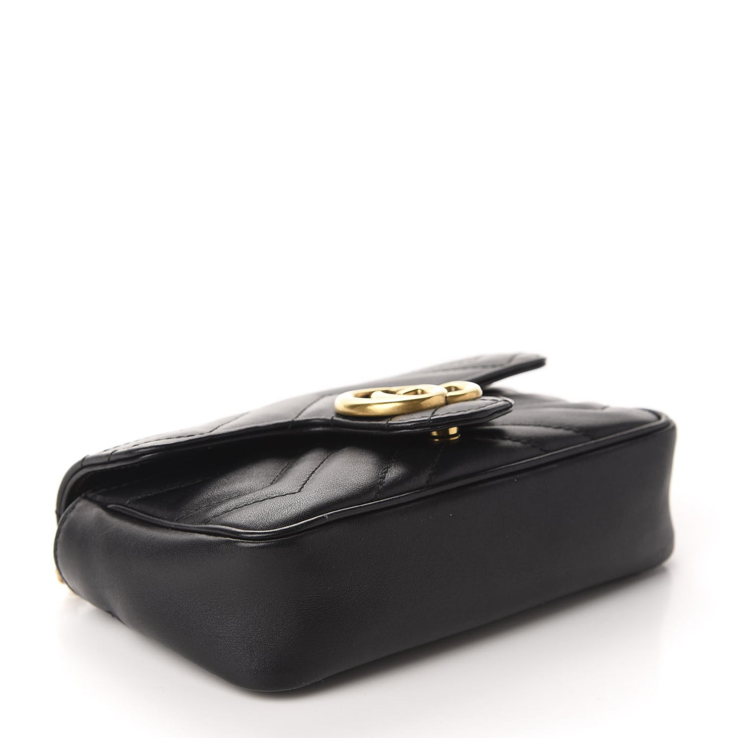 Calfskin Matelasse Super Mini GG Marmont Shoulder Bag Black