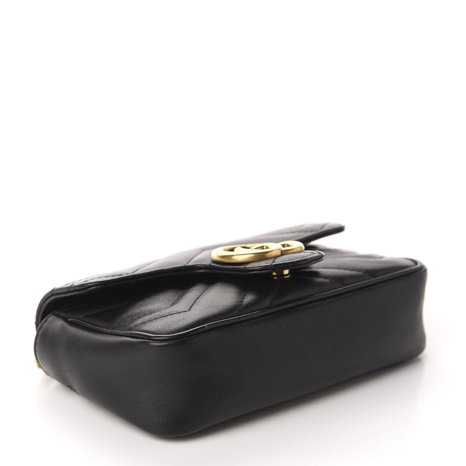 Gucci Calfskin Matelasse Super Mini GG Marmont Shoulder Bag Black 4 of 11