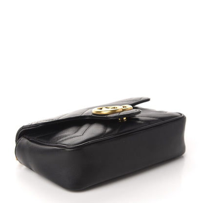 Gucci Calfskin Matelasse Super Mini GG Marmont Shoulder Bag Black 4 of 11