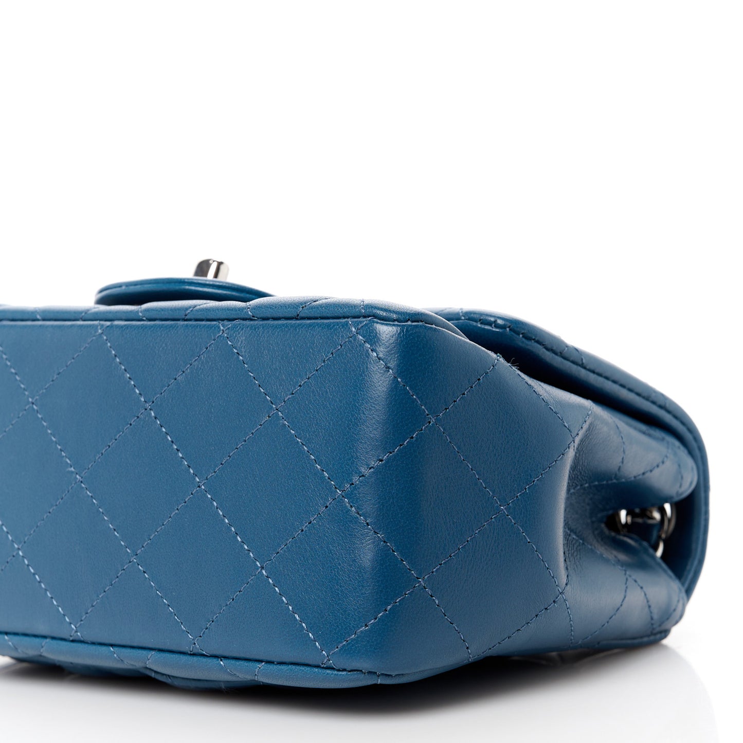 Lambskin Quilted Mini Square Flap Dark Blue