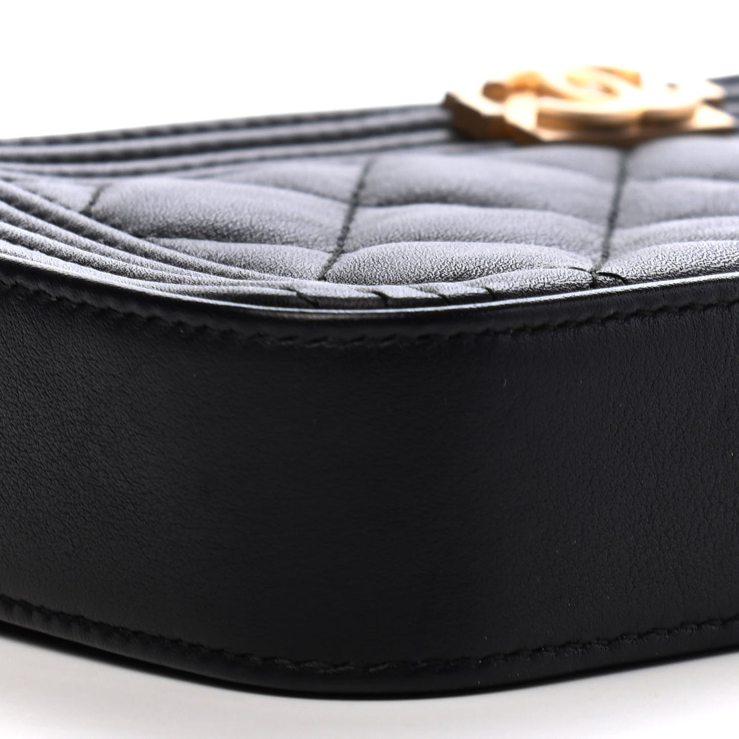 Calfskin Quilted Small Boy Clutch With Chain Black
