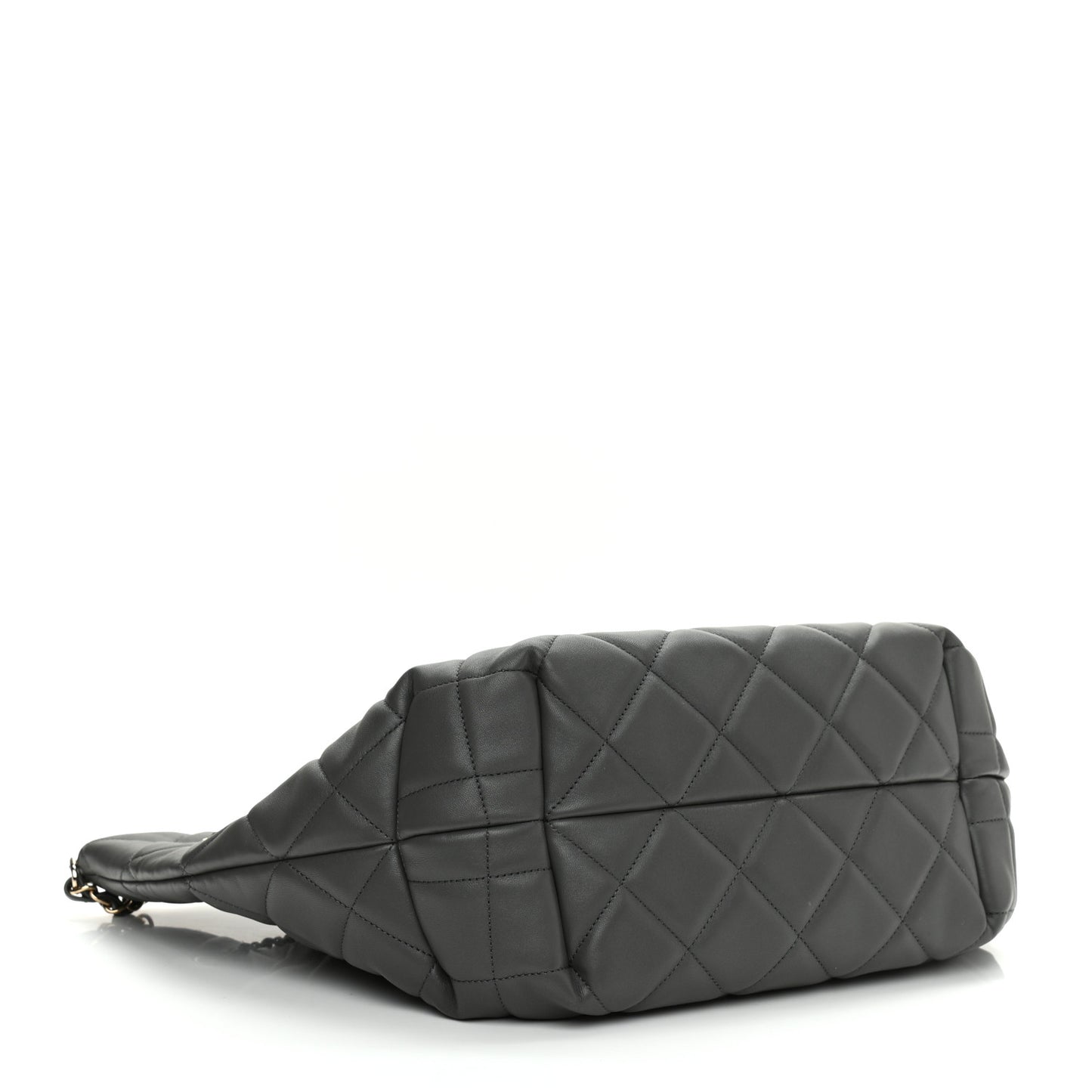 Lambskin Quilted CC Dweller Drawstring Tote Grey